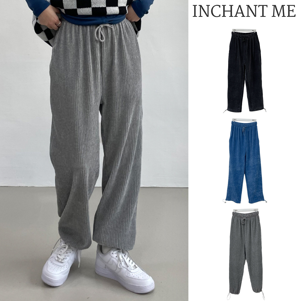 【INCHANT ME】ribbed velor string pants
