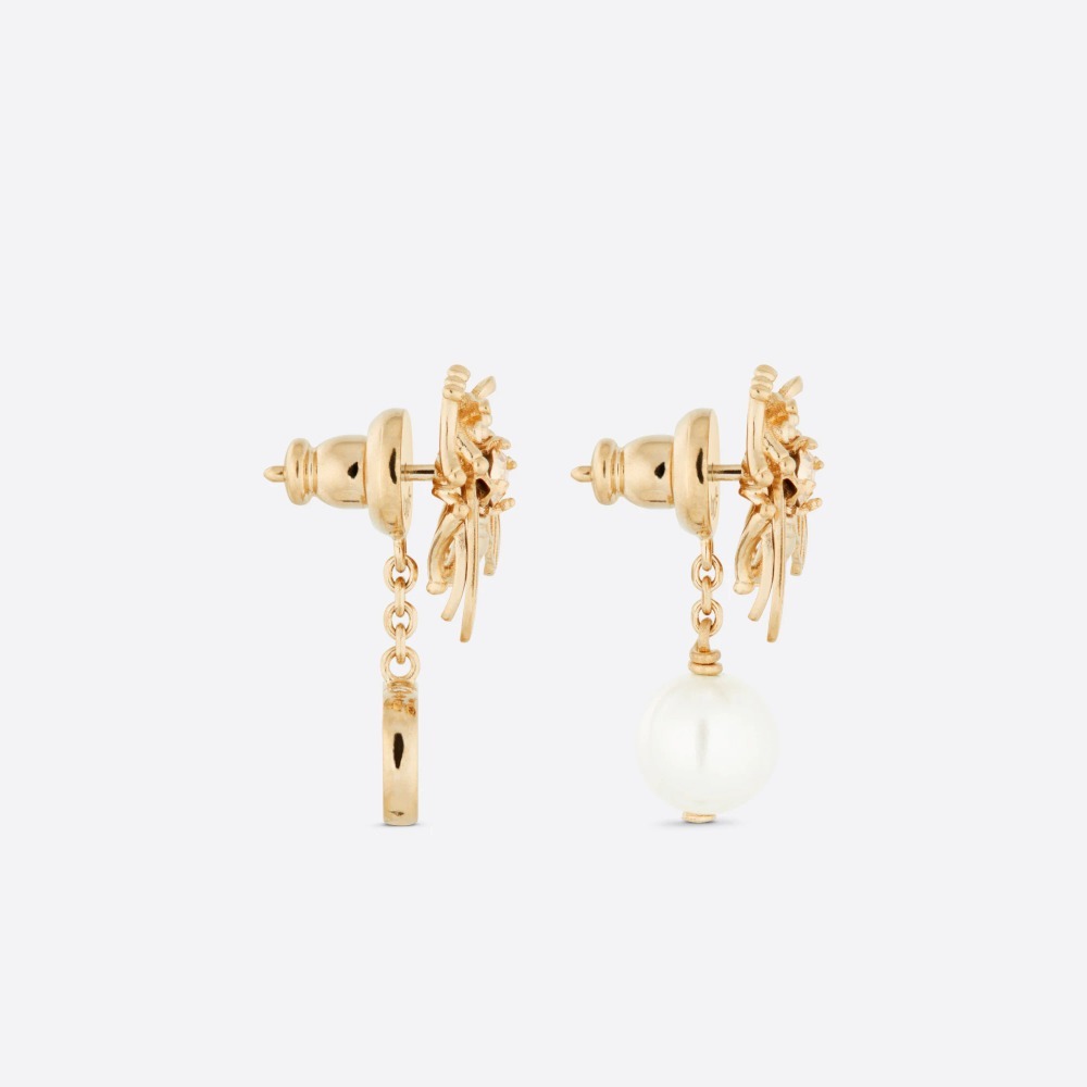 クリスチャン ディオール トライバル 蜂 bee クリスタル パール ピアス-