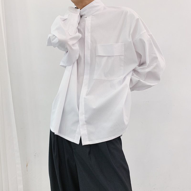 ハイネック ワイド シャツ ドロップショルダー シンプル A