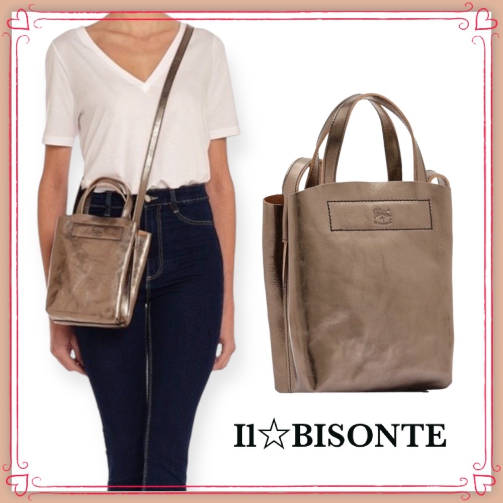 VIPセール【IL BISONTE】一枚革のミニトート＆ショルダーバッグ
