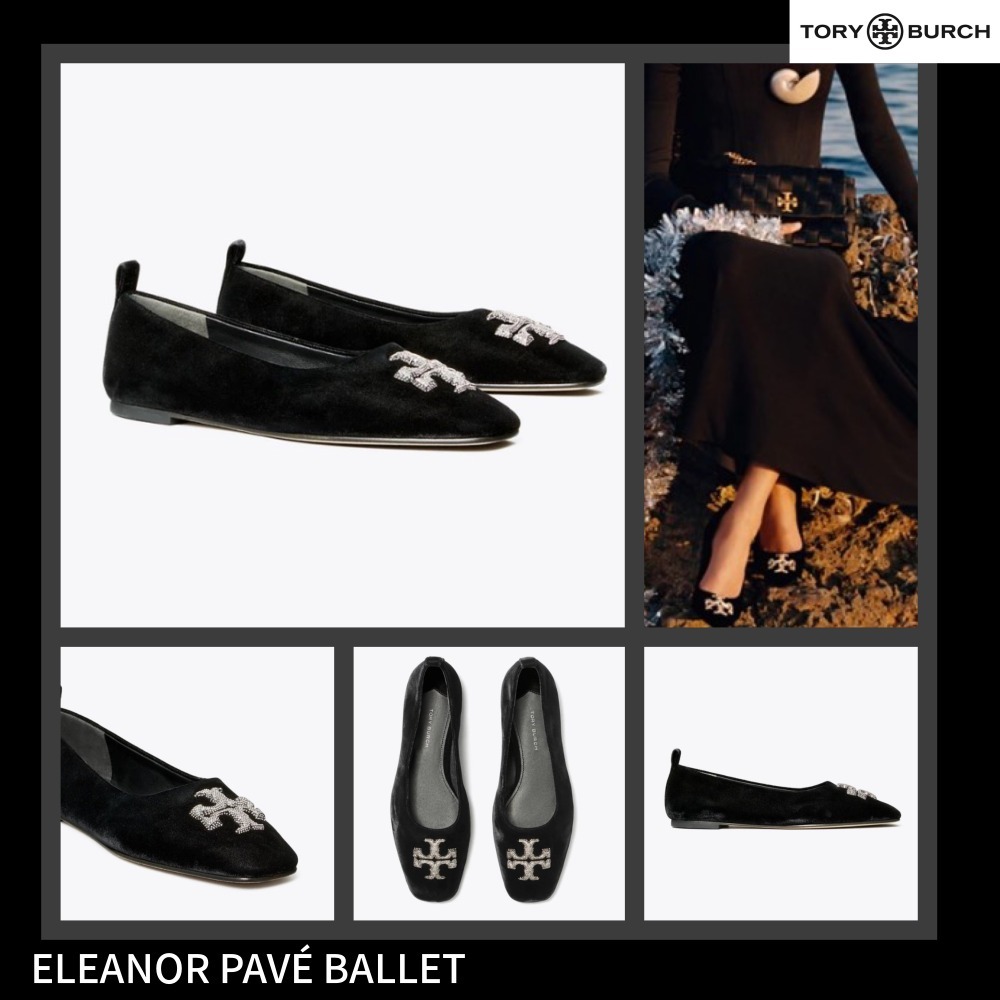 【TORY BURCH】Eleanor ベルベット バレリーナシューズ TORY BURCH【関税込み】Eleanor ベルベット バレリーナシューズ