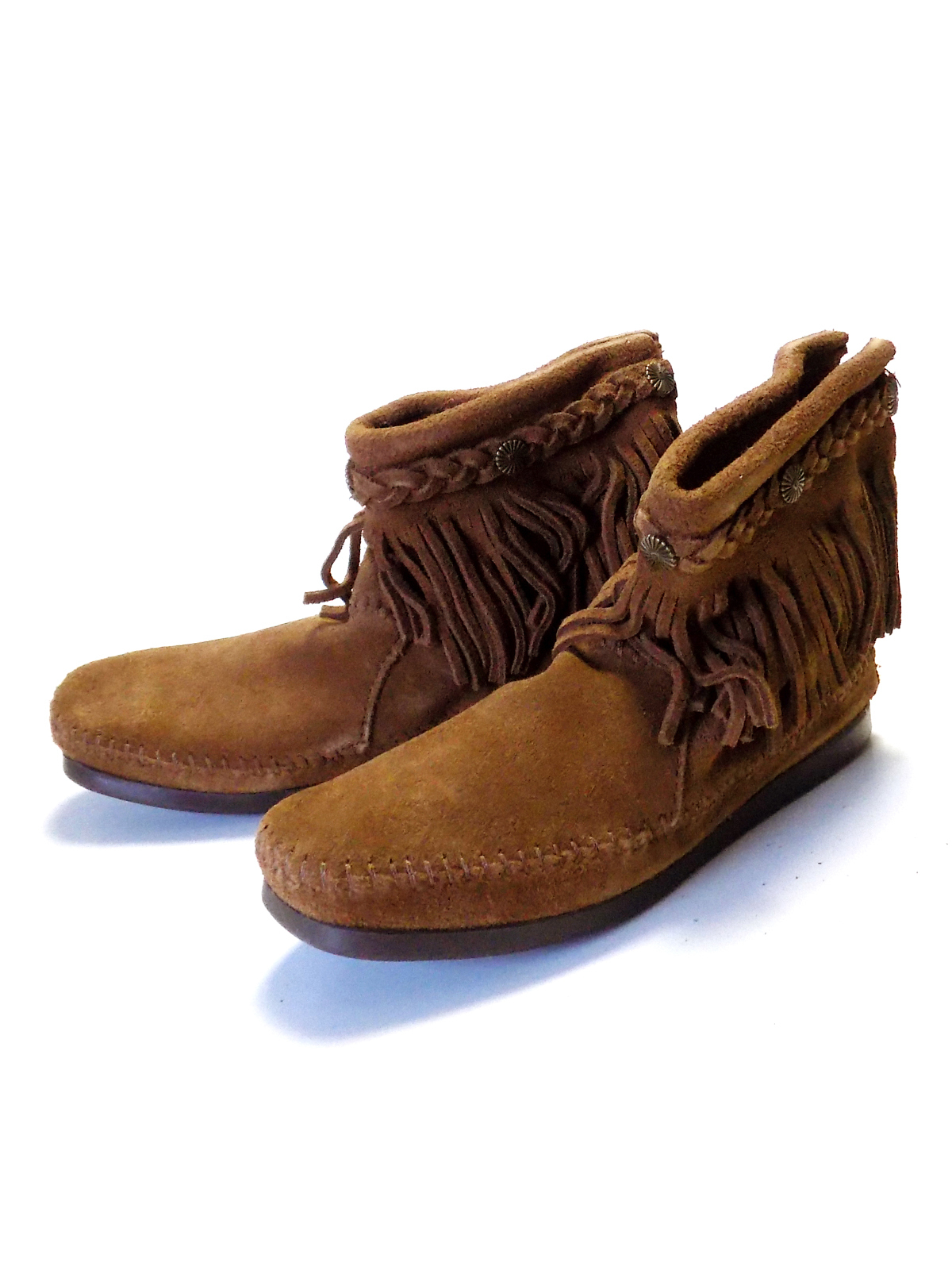 【Minnetonka】バックジップブーツ ダスティブラウン【293】