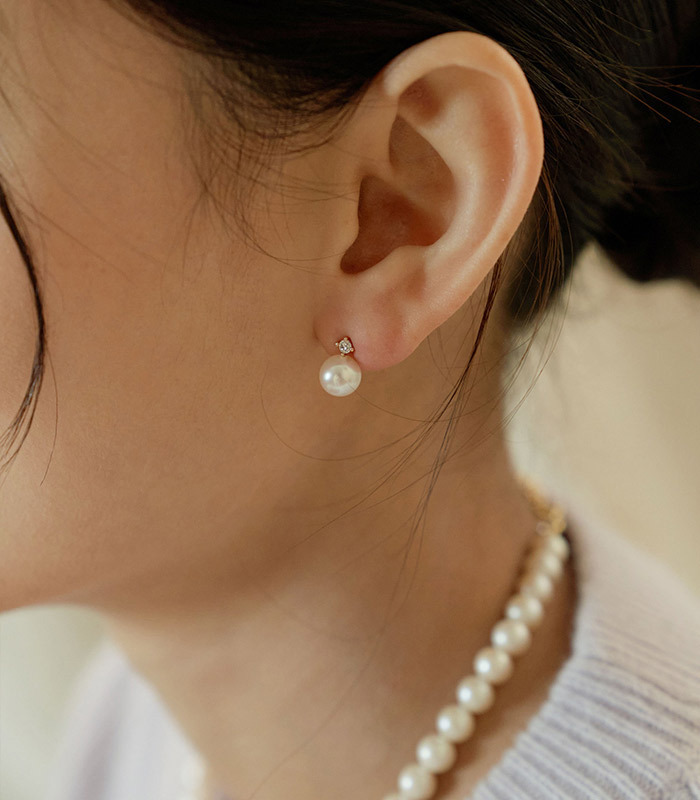 ★国内発送【TATIANA】Moissanite Pearl Earrings パール ピアス TATIANA] Moissanite Pearl Earrings ピアス/送料関税込