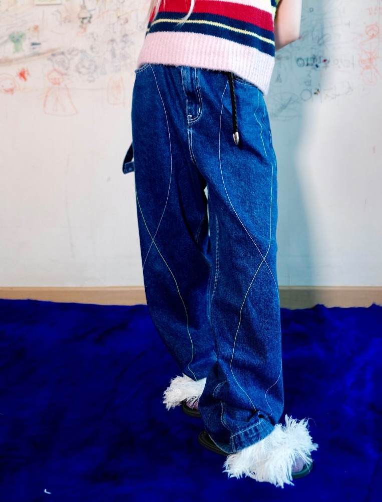 ☆韓国の人気☆【YOUTHBATH】☆Stitch Wide Deni.m☆デニム☆ ☆韓国の人気☆【YOUTHBATH】☆Stitch Wide Deni.m☆デニム☆