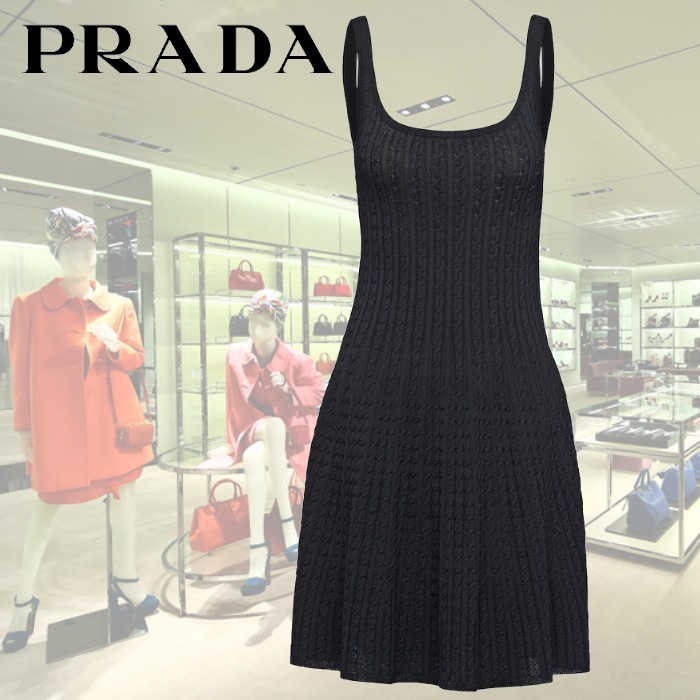 【22AW】新作 ビスコース ミニドレス◆プラダ◆人気