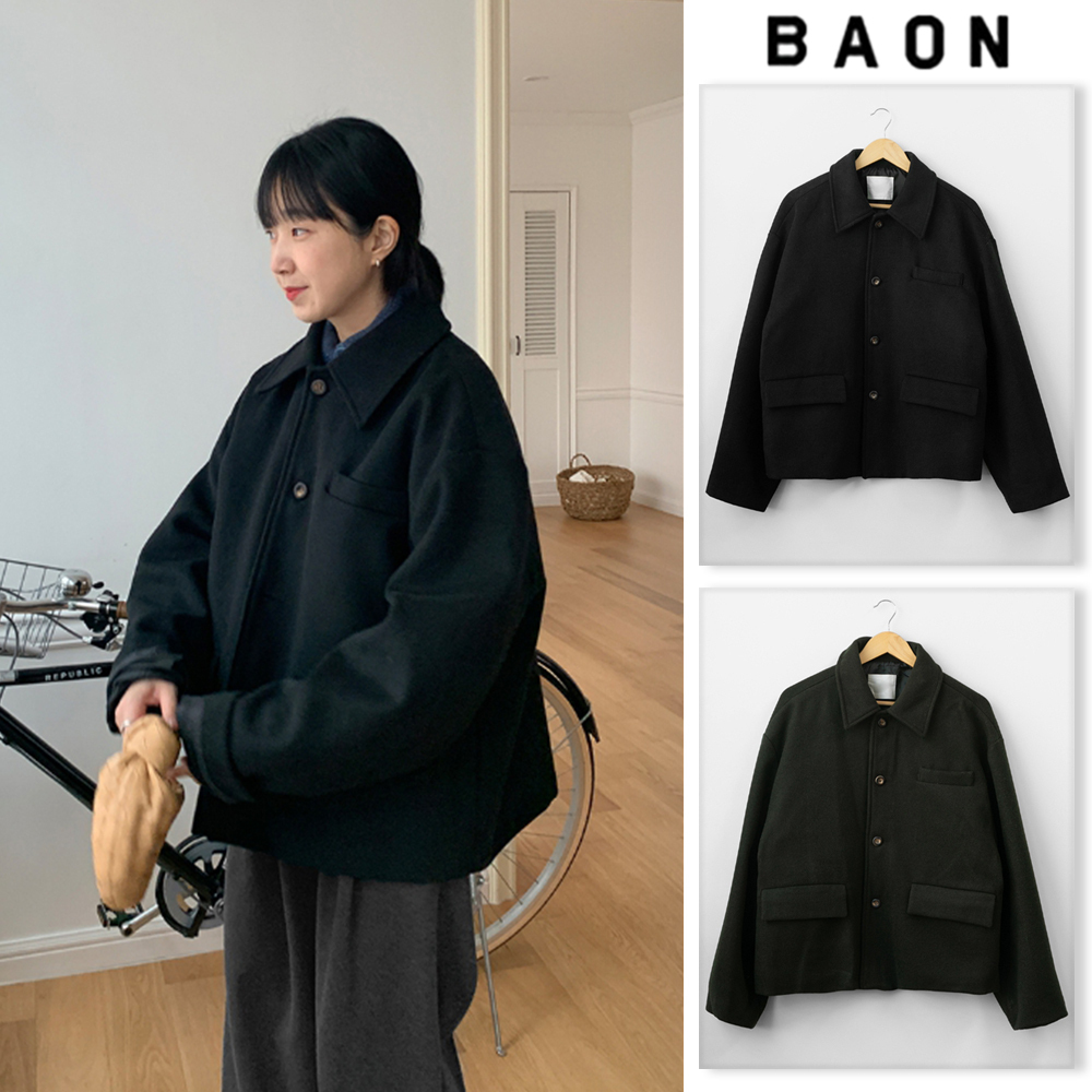 【BAON】[unisex] Orte wool pocket crop coat