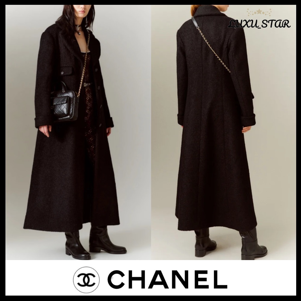 セール】 ゴージャス【CHANEL】シャネル ロングコート ウール フェルト