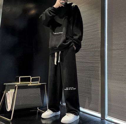 セットアップ スエード パーカー スウェット ロゴ ゆったり 韓国