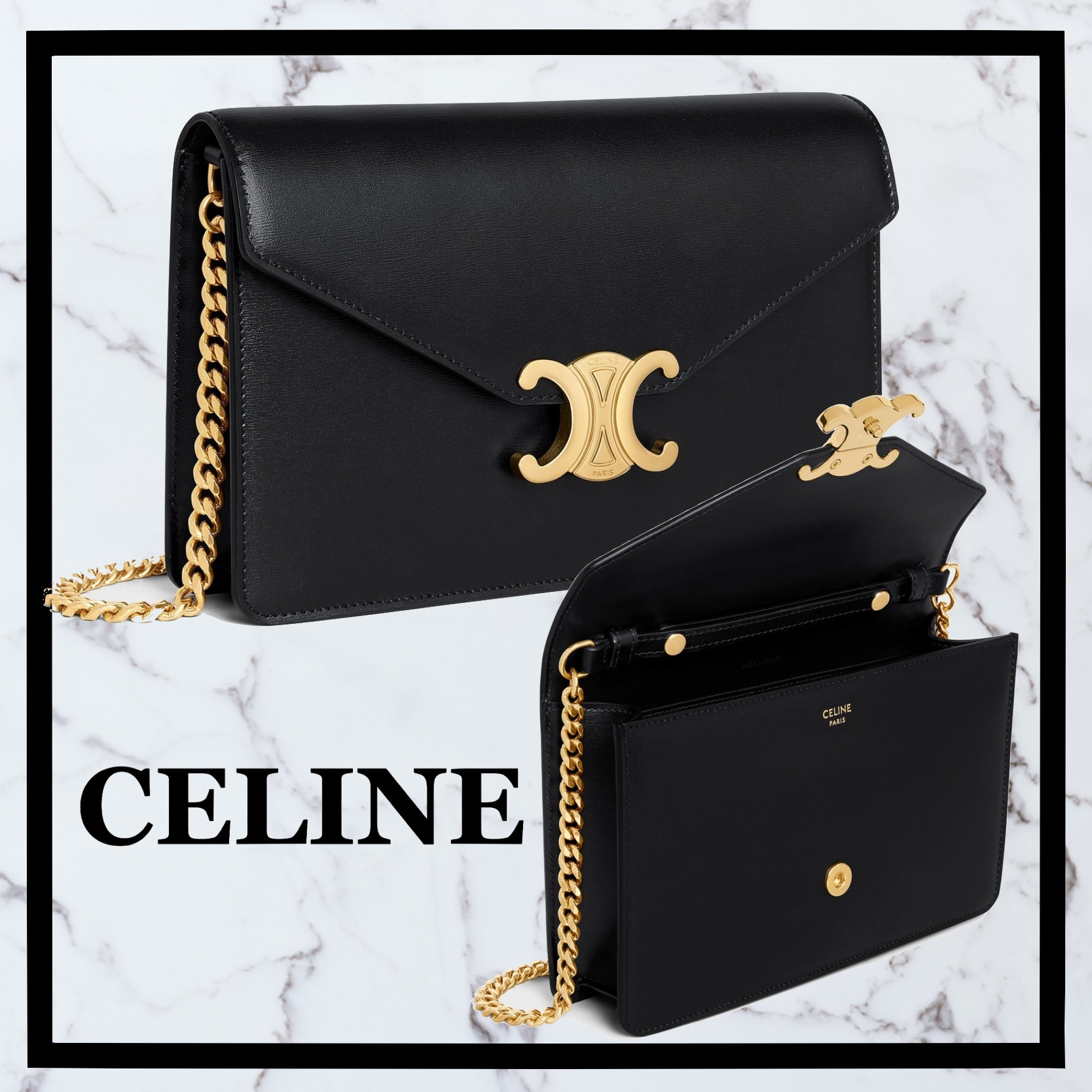 未使用品 CELINE-セリーヌ-国内発送-チェーンウォレット トリオンフ