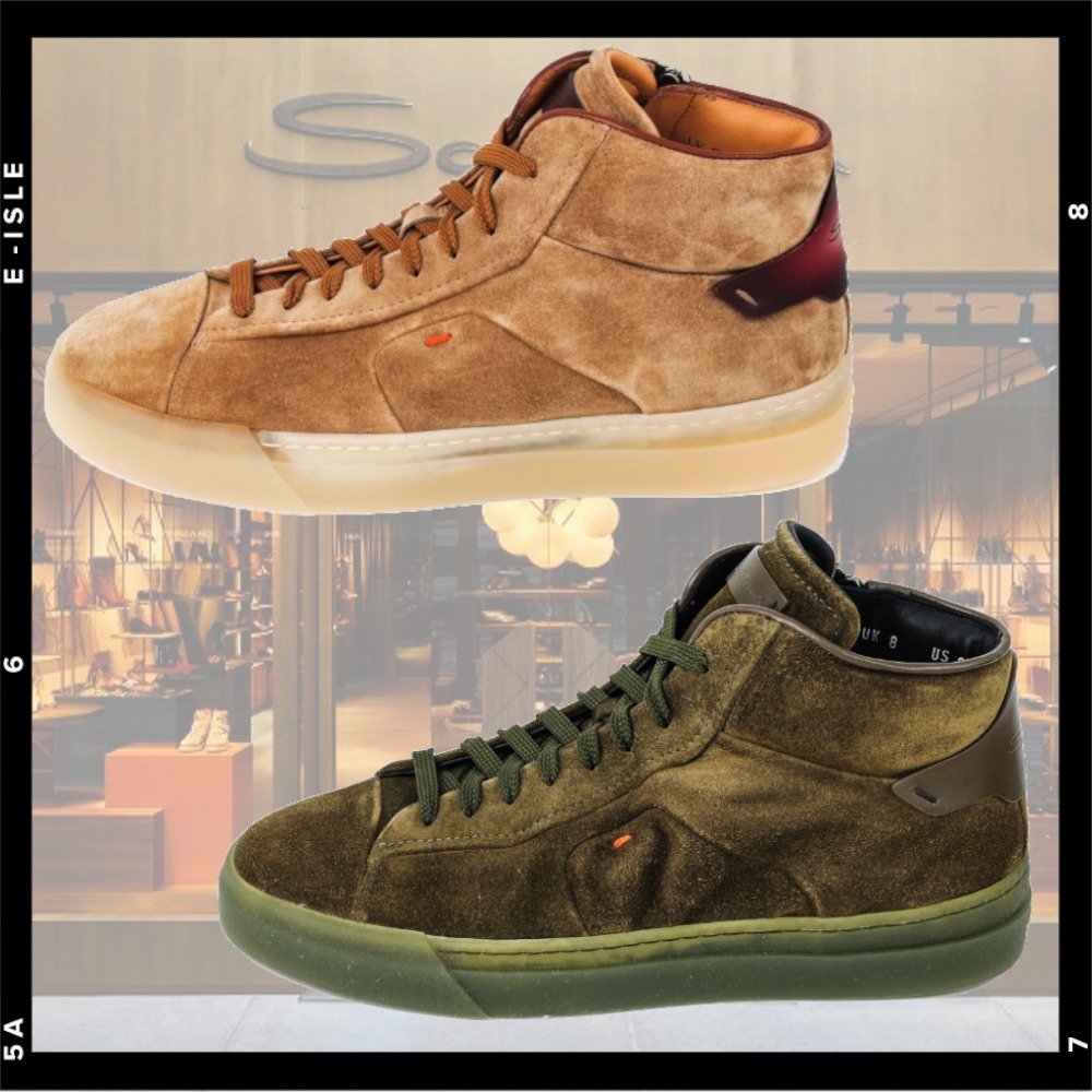 【Santoni】ロゴ レザー ハイカット スニーカー
