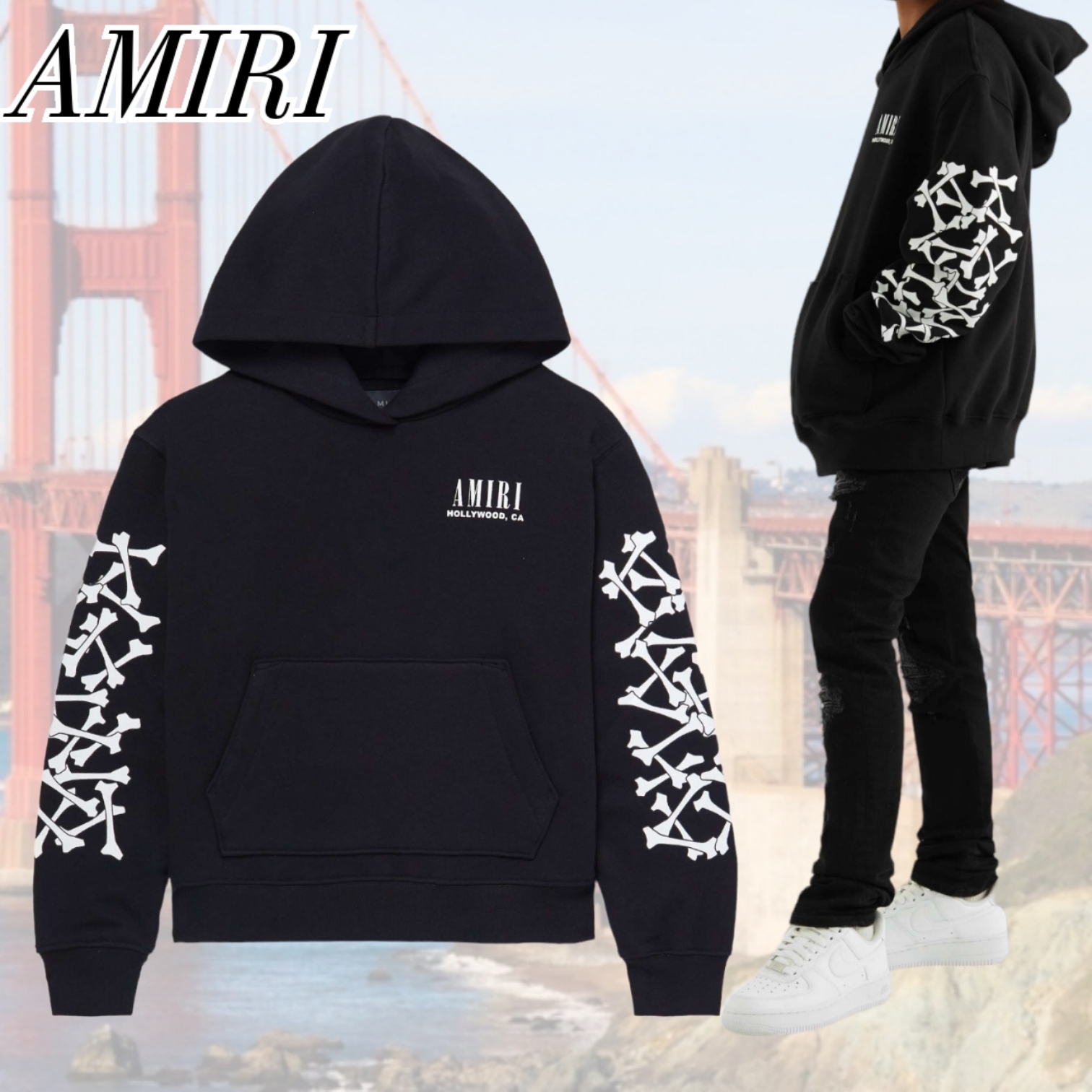 amiri 初期 アミリ ショットガンジップフーディー コットン SMALL-