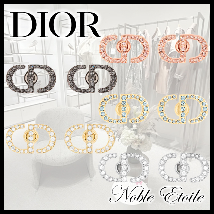 新作】DIOR PETIT CD スタッドピアス メタル & クリスタル