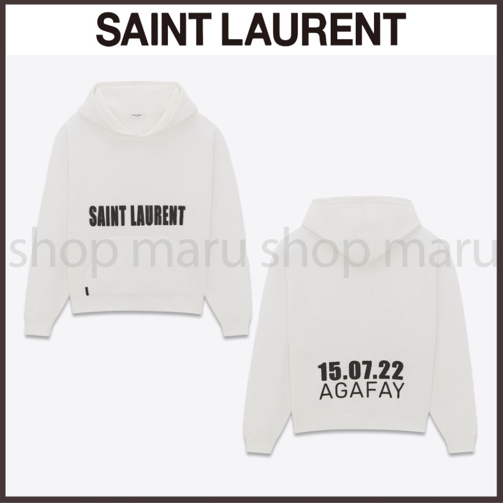 SAINT LAURENT◆直営/正規店◆AGAFAY ロゴ フーディ◆ホワイト