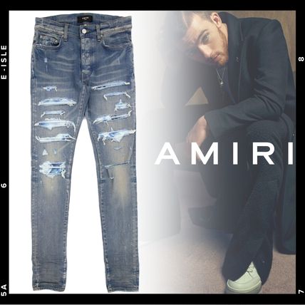 アミリ バンダナデニムスケルスニーカー ホワイト AMIRI アミリ スケルトンハイカットレザースニーカー ホワイト