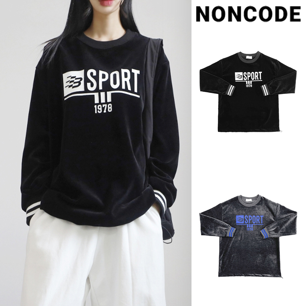 【NONCODE】(Unisex) Whipple Velvet Sporty Sweatshirt
