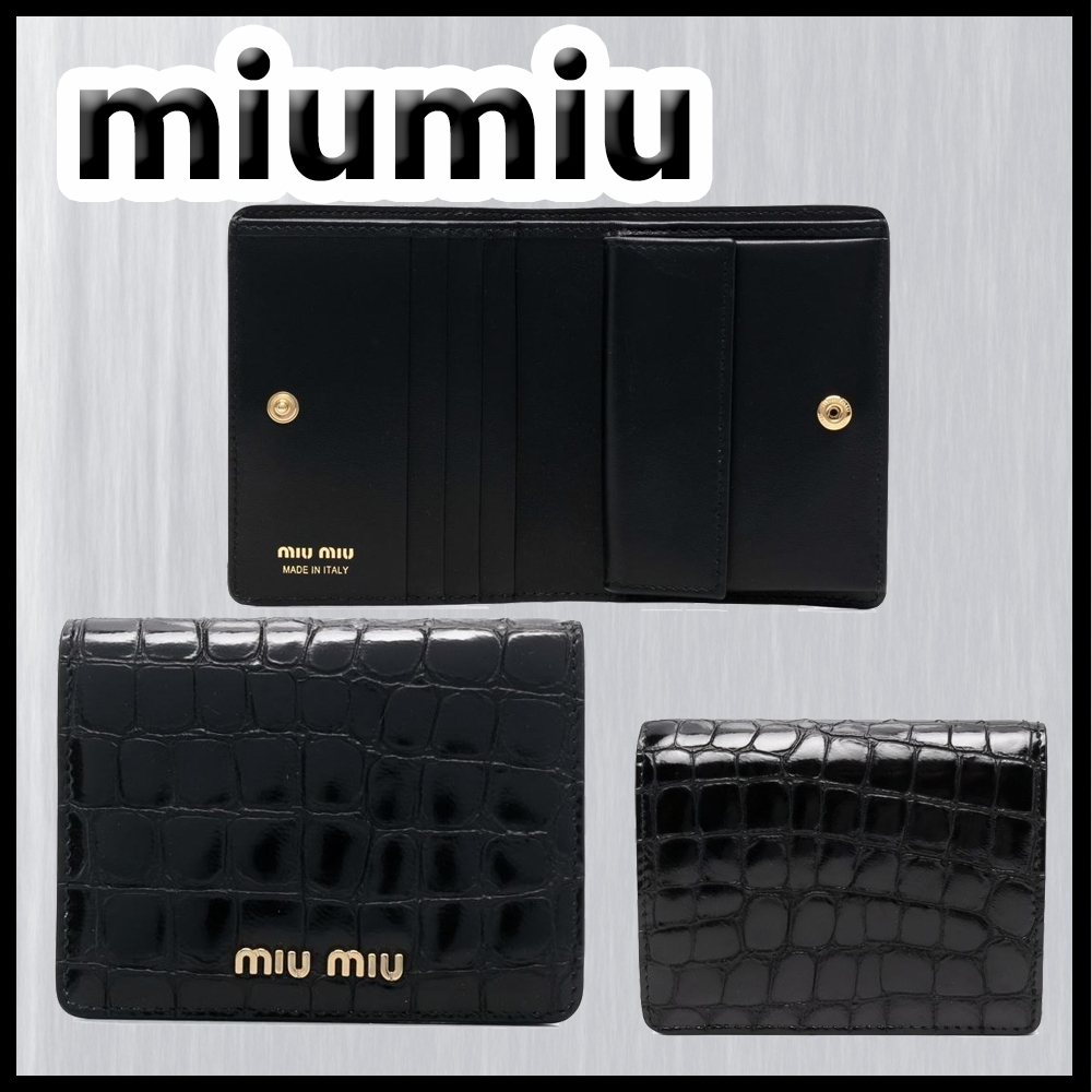 関税込☆VIP【miumiu】クロコダイルプリント レザー 財布 ...