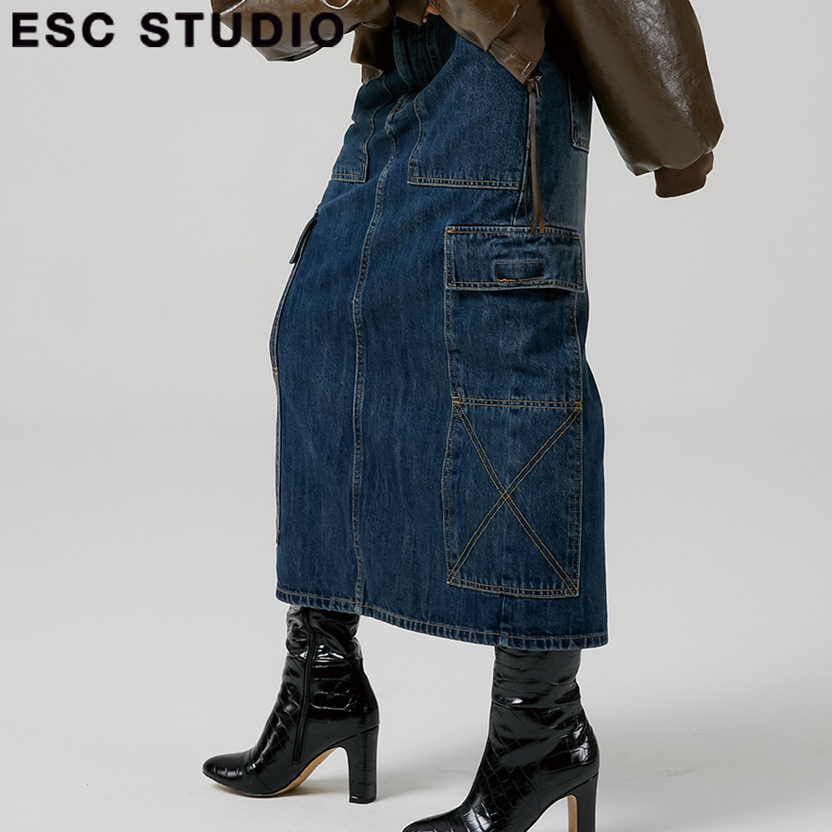 ★ESCSTUDIO★cargo pocket denim long skirt (blue)★正規品