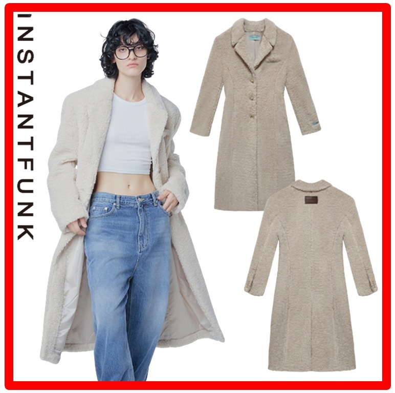 ☆人気☆【INSTANTFUNK】☆Single-breasted faux-shearling coat