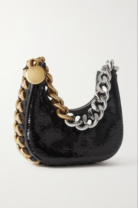 STELLA MCCARTNEY】Frayme sequined vegetarian shoulder bag ...