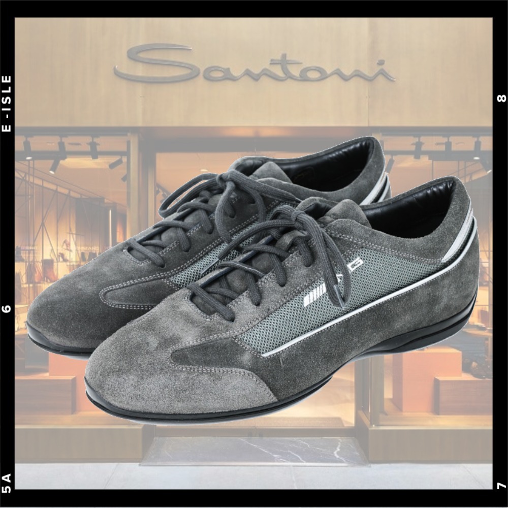 【Santoni】AMG ロゴ レースアップ スエード スニーカー