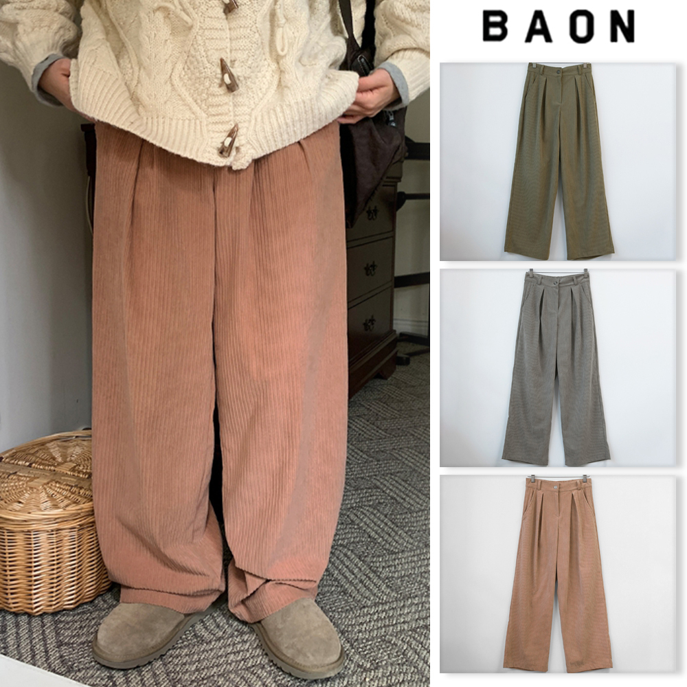 【BAON】22FW★ [BAON] Akumi Corduroy Pintuck Wide Pants