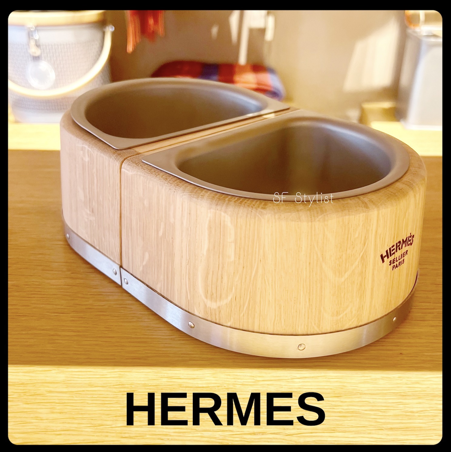 Hermes★飽きの来ないデザインが魅力♪シンプルな犬用ボウルPM