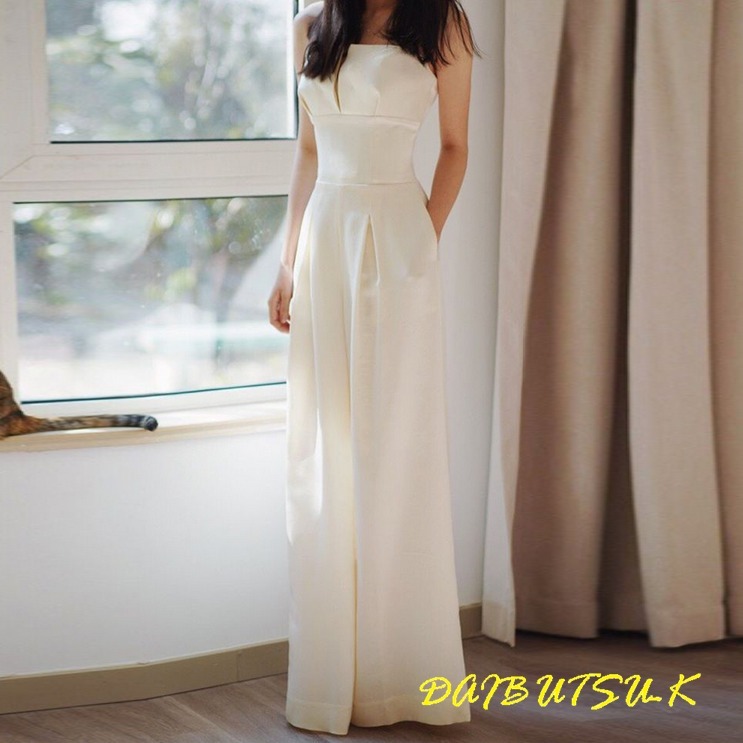 パーティードレス ジャンプスーツ ワイド ベアトップ 綺麗 S~XL