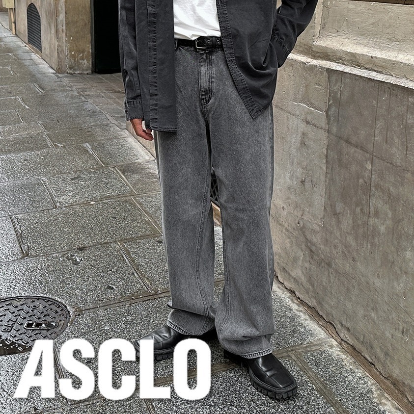 デニム・ジーパン ASCLO Stone Wide Denim Pants (2color)