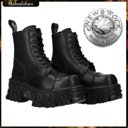 NEWROCK More Boots Unisex Leather Logo Platform Sneakers Boots