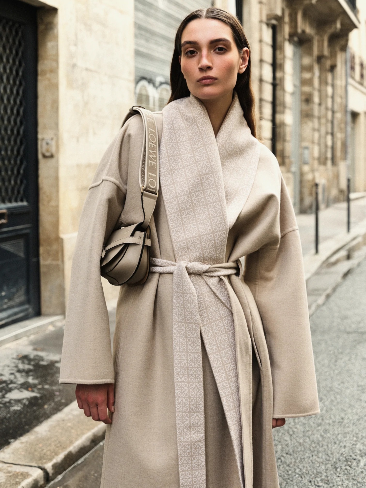 LOEWE ロエベ 裏地アナグラム柄 仔羊 ラムレザー ムートンコート