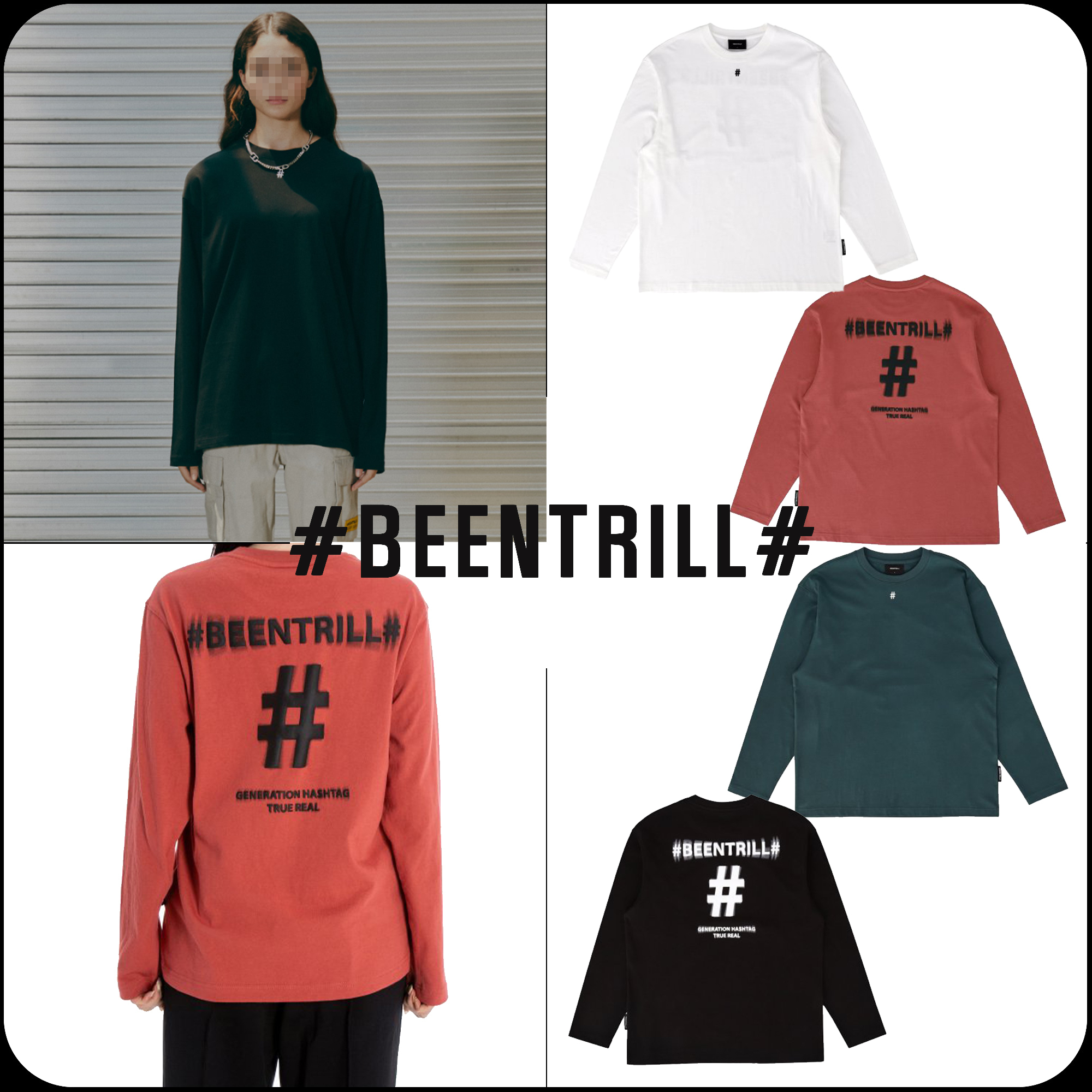 [BEENTRILL]★SHAKE SHAKE HASHTAG LONG SLEEVE T-SHIRT