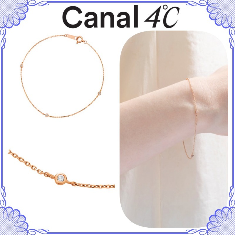 大人気!! Canal 4℃ K10 ピンクゴールド チェーンブレスレット