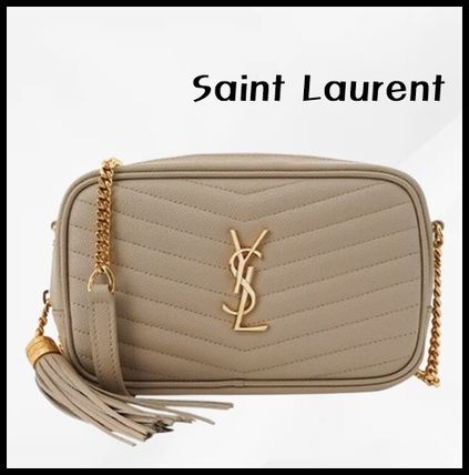 Saint Laurent Shoulder Bags Casual Style Street Style Chain Leather Party Style