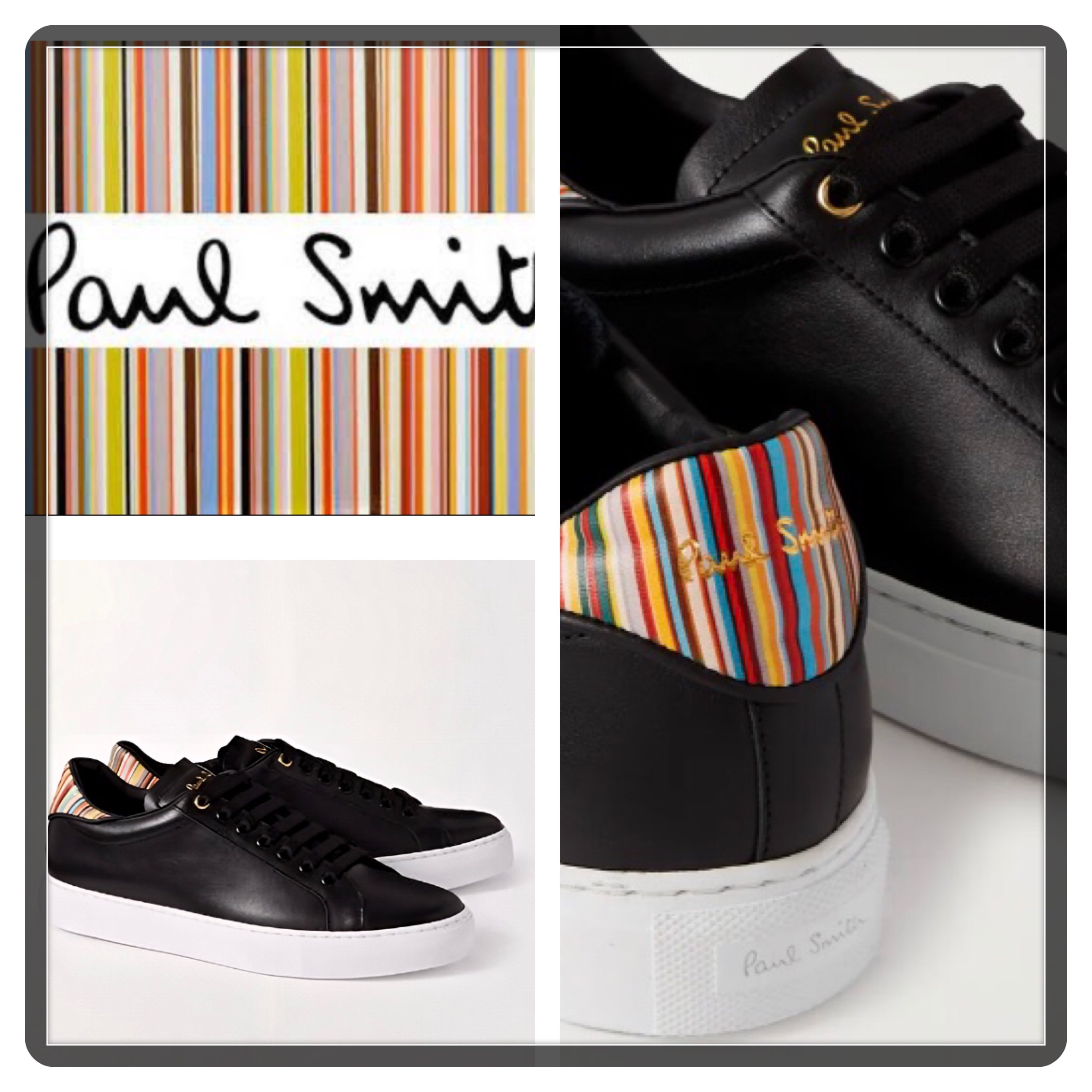 【関税込・人気】PAUL SMITH ストライプ /レザー スニーカー