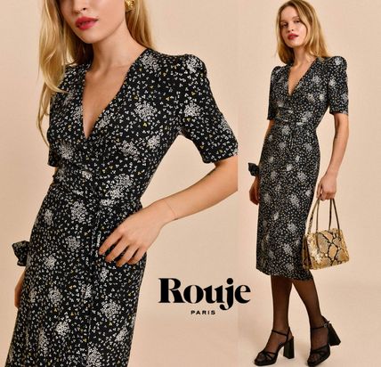 Rouje Dresses Wrap Dresses Flower Patterns Casual Style Blended Fabrics