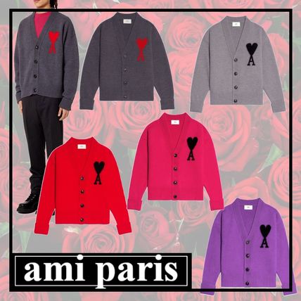 パープル(紫)系 AMI PARIS(アミ パリス) カーディガン(メンズ