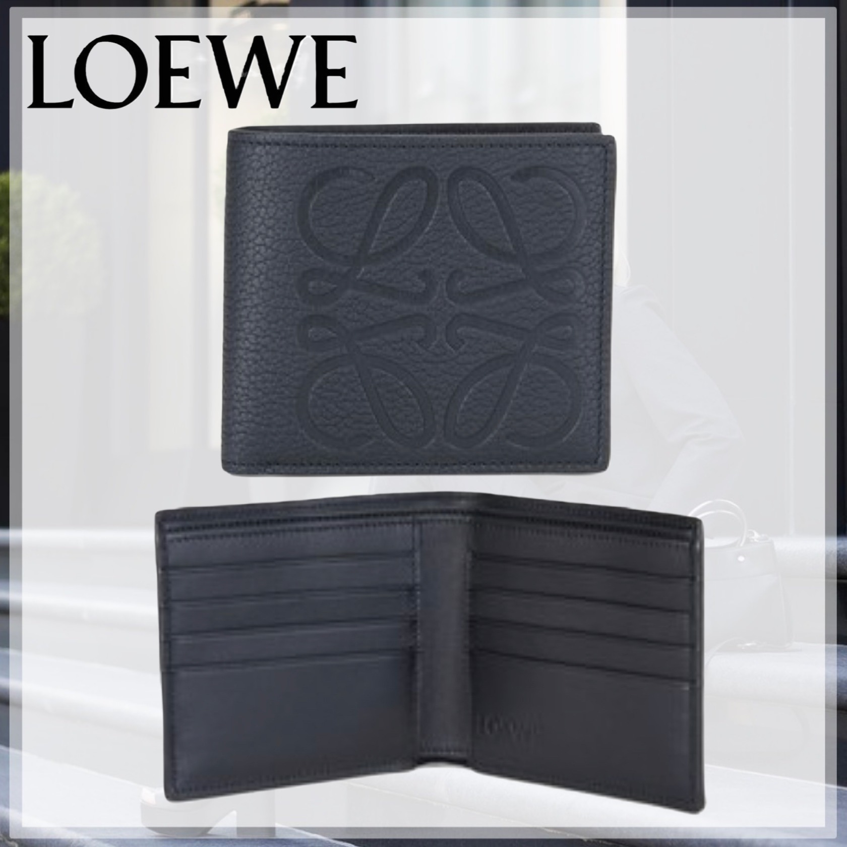 国内発送☆LOEWE☆アナグラム グレインレザー 2つ折り財布 - www