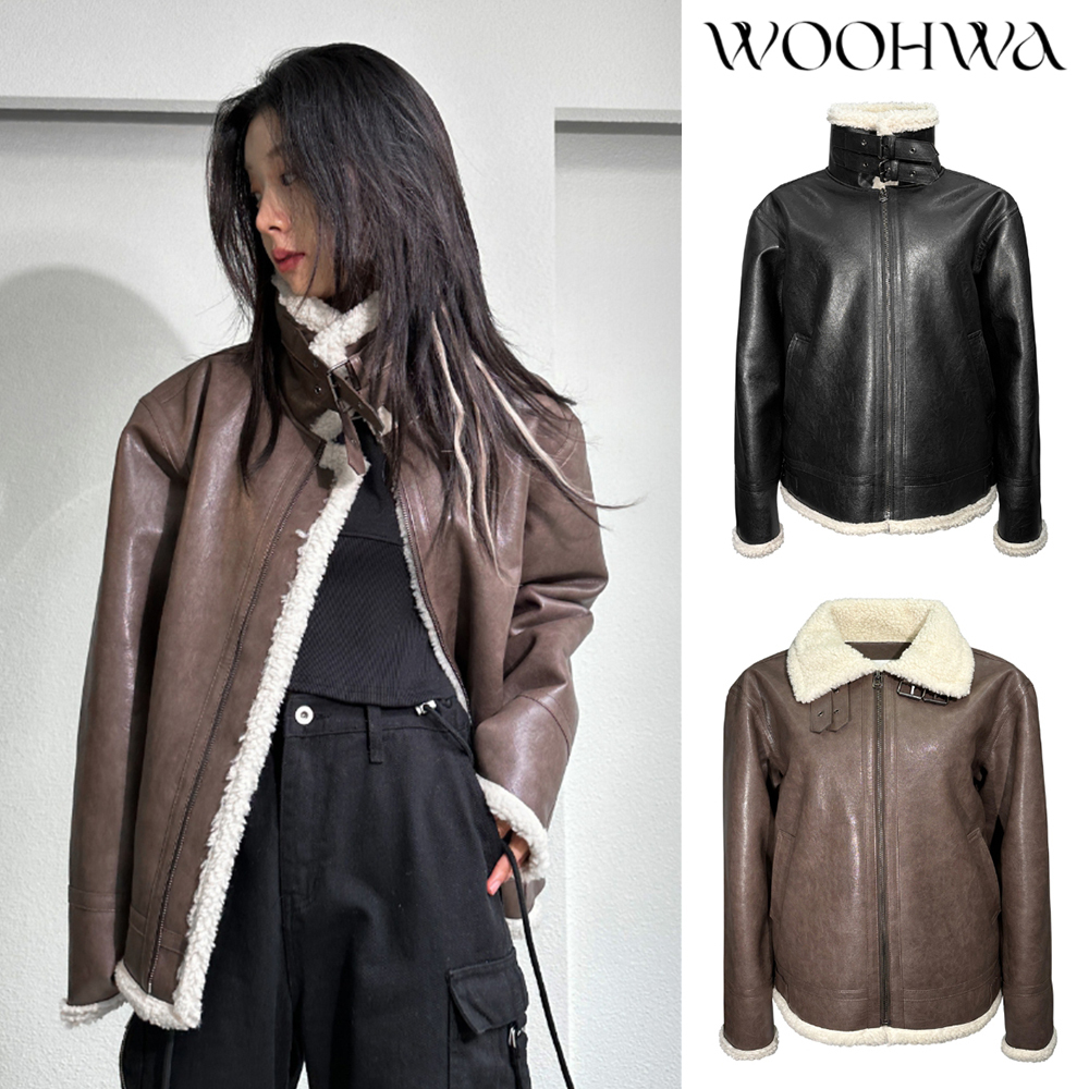 【WOOHWA】LEATHER SHEARING JK
