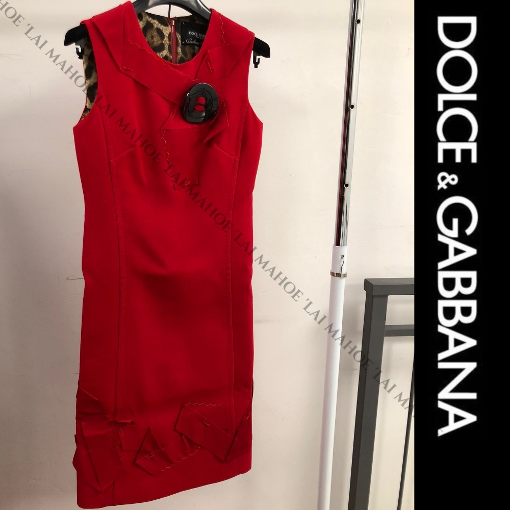 DOLCE&GABBANA ヴァージンウールリボンワンピース