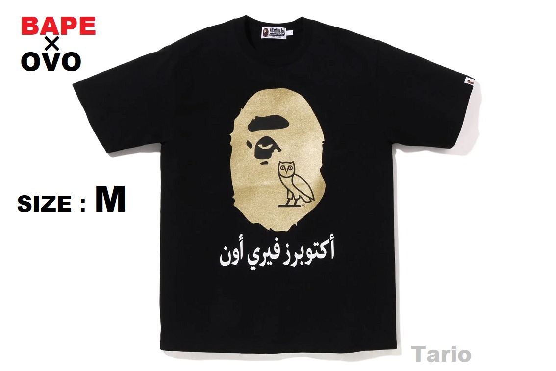 送料込！A BATHING APE x OVO コラボTシャツ APE HEAD TEE 黒 M