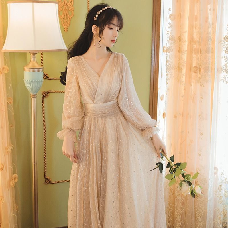 パーティードレス ワンピース カシュクール ロング ドレス 韓国