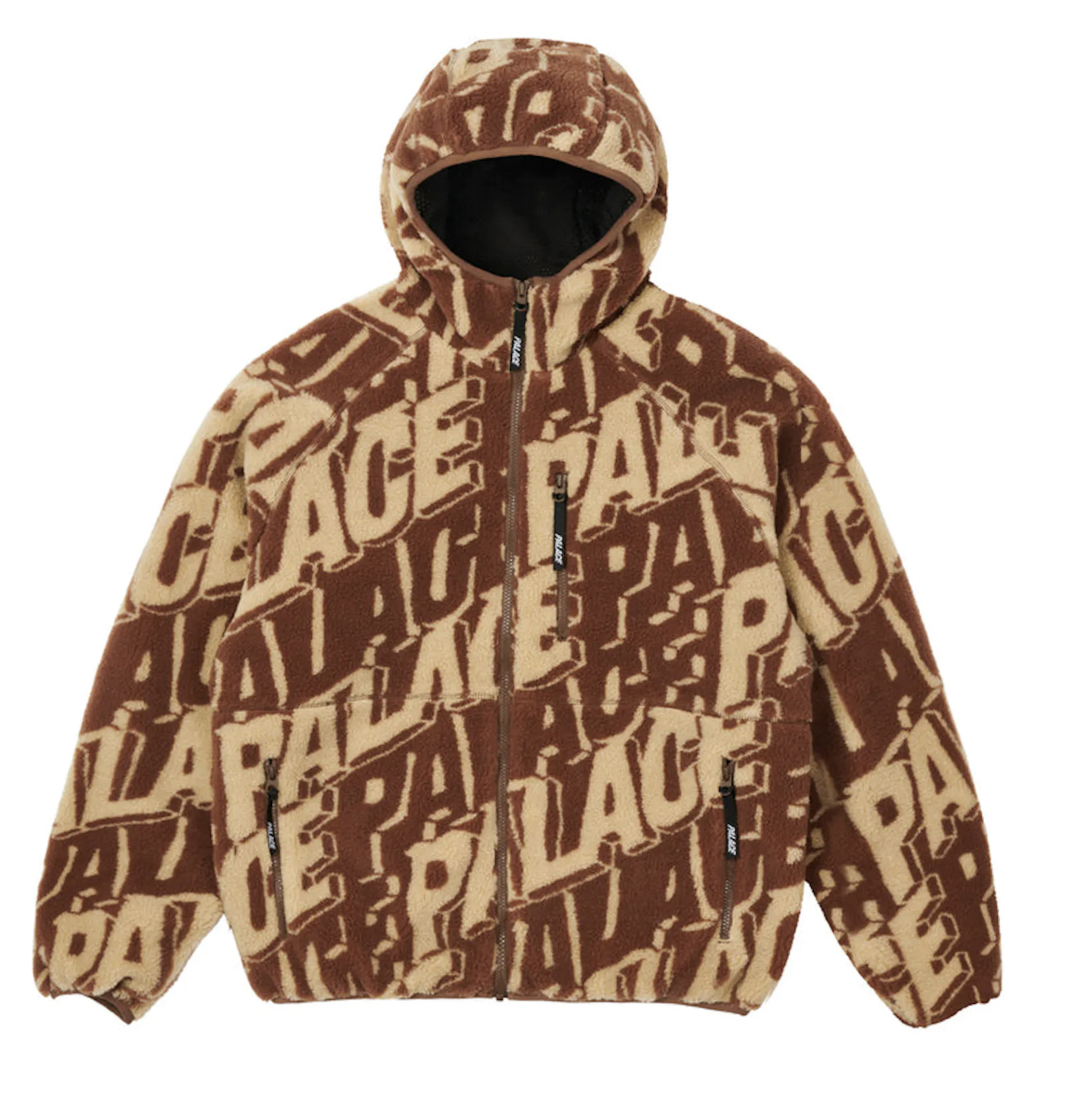 【Palace】 Jacquard Fleece Hooded Jacket Tan/Brown