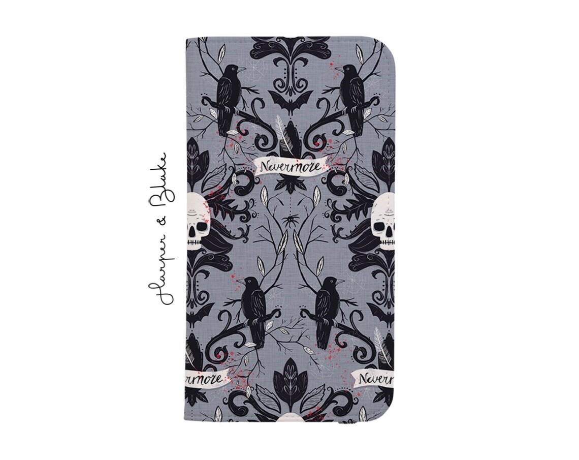 送関込【Harper & Blake】UK発!手帳型スマホケース Skull/ドクロ