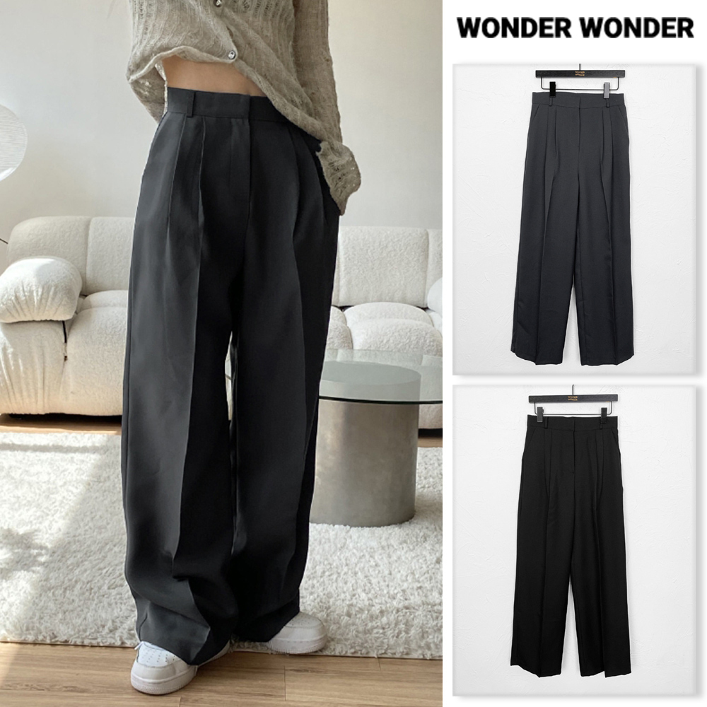 【WONDER WONDER】[MADE] Pipper Pintuck Long Wide Slacks