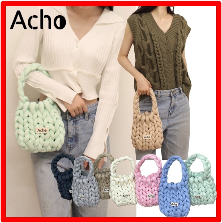 ☆韓国の人気☆【Acho】☆Knitted Tote Ba.g☆トートバッグ☆