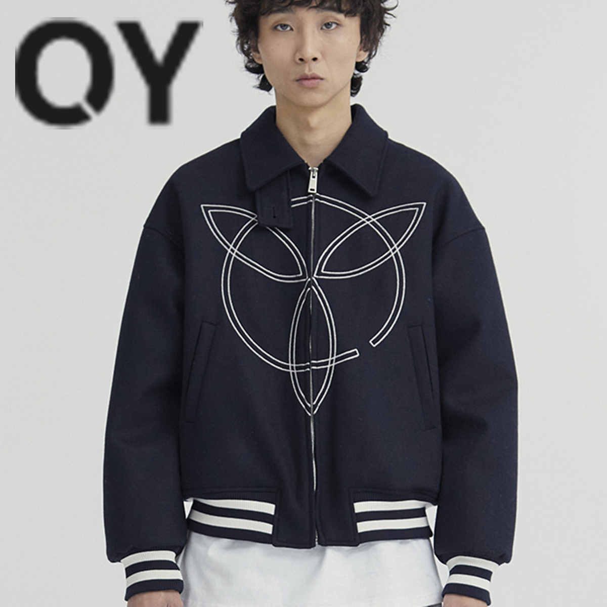 ★OY★SYMBOL LOGO WOOL JACKET-NAVY★正規品/韓国直送料込/人気