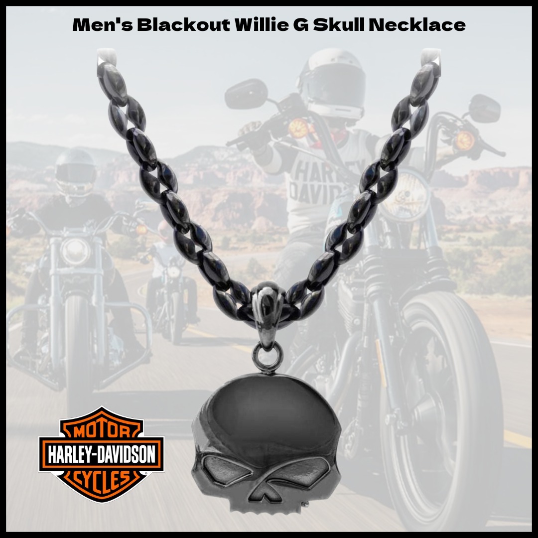 【Harley Davidson】Men's Blackout Willie G Skull Necklace