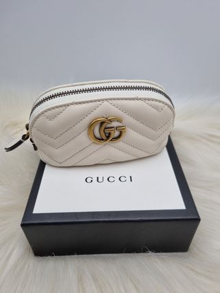 GUCCI Pouches & Cosmetic Bags Plain Leather Logo Pouches & Cosmetic Bags