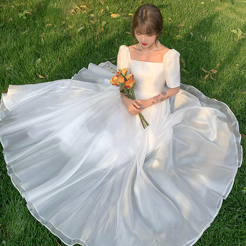 ドレス ロング丈 ウェディング イブニング ドレス 上品 結婚式