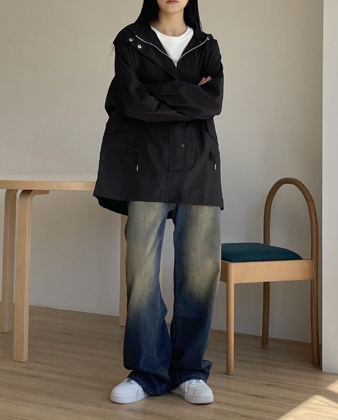 【WONDER WONDER】Bena Hood String Short Field Jumper